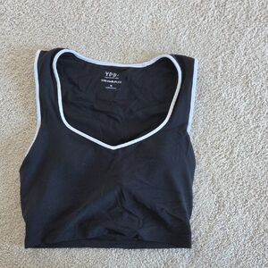Abercrombie & Fitch Black Sports Crop Bra with White Trim